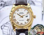 Rolex Datejust I 40mm Men Watches Roman Markers Leather Strap